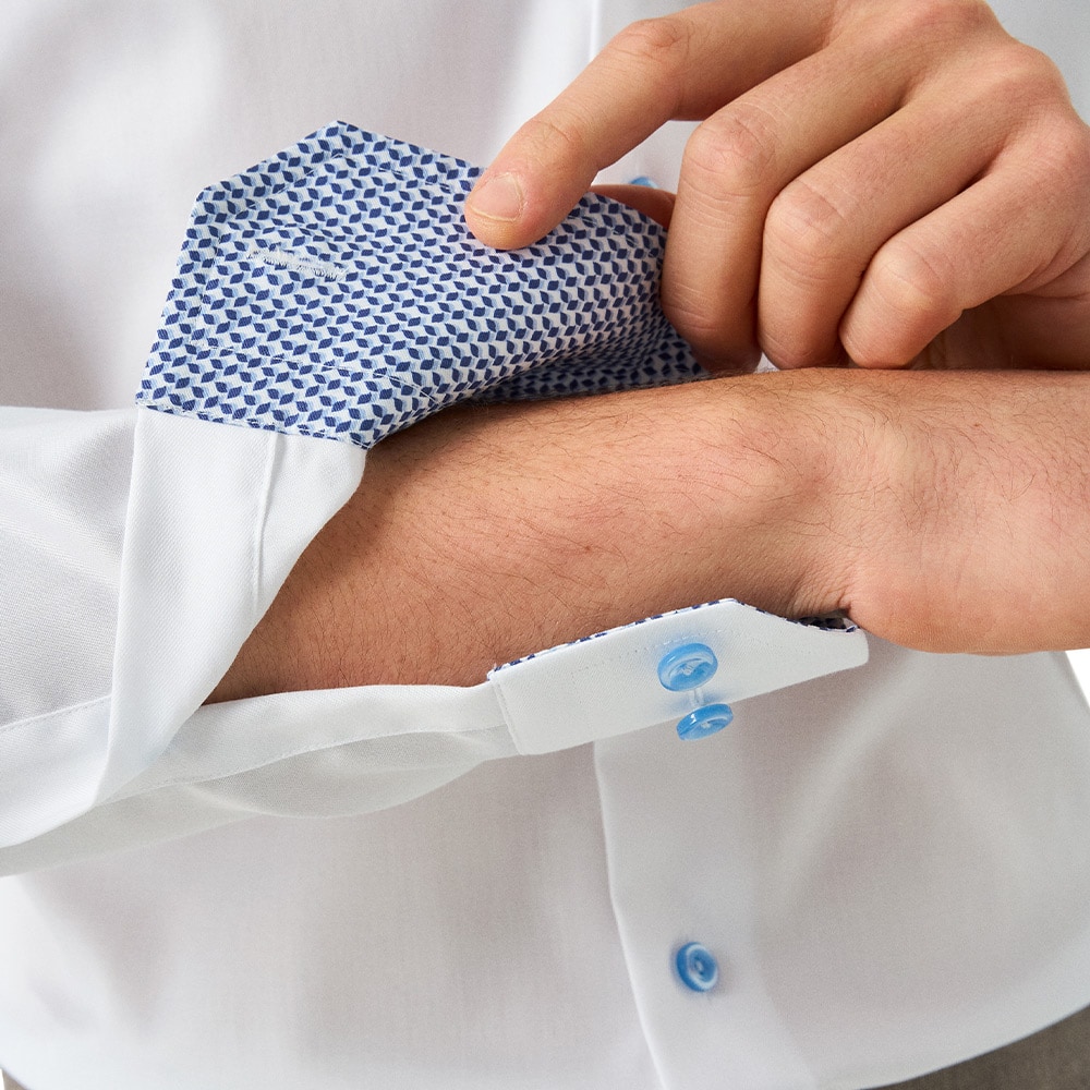 Slim Signature Twill Shirt Contrast - White-Geometric Effect