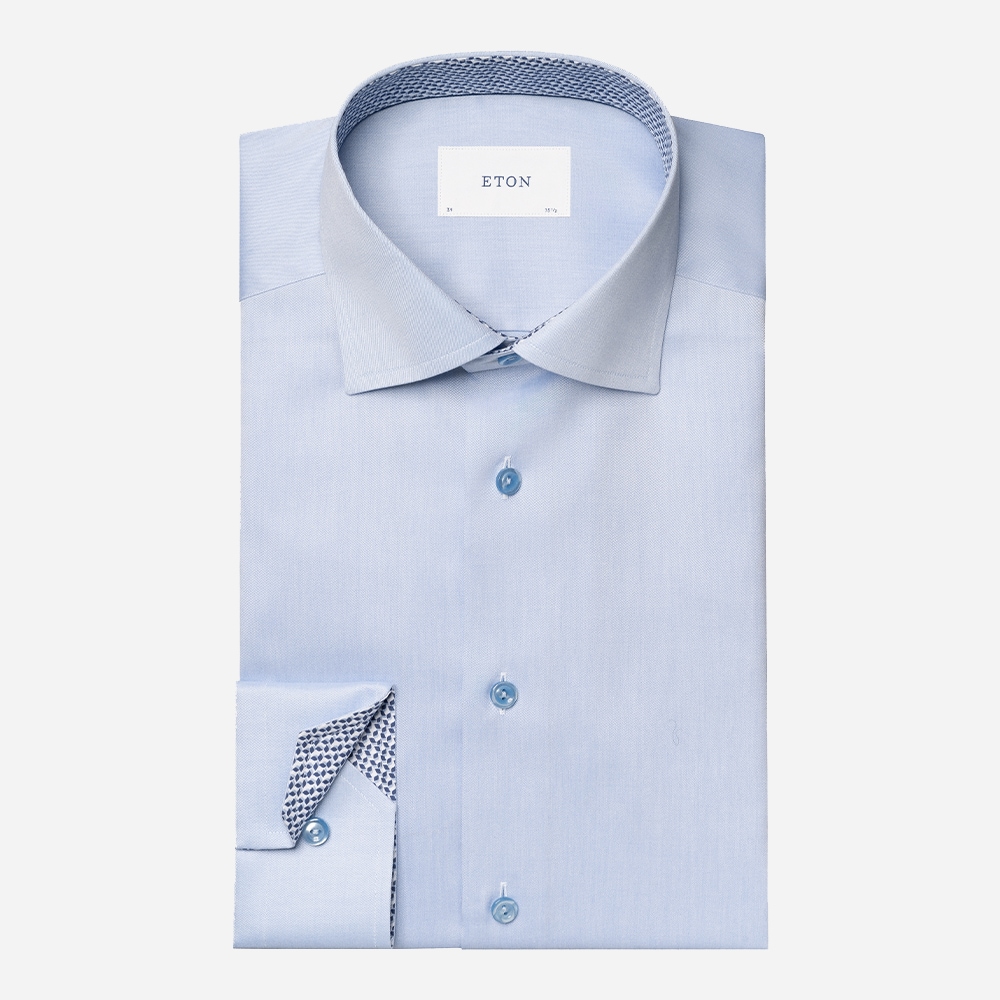 Slim Signature Twill Shirt Contrast - Ligth Blue-Geometric Effect