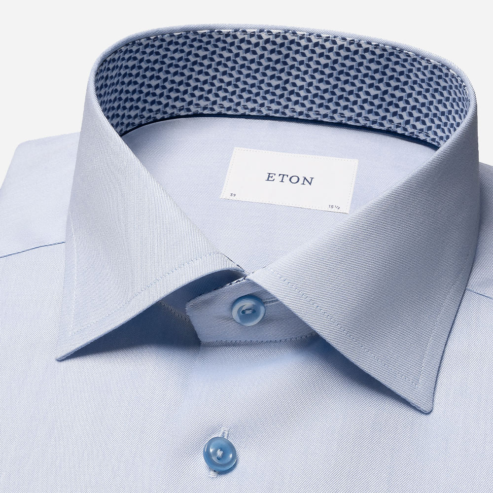Slim Signature Twill Shirt Contrast - Ligth Blue-Geometric Effect