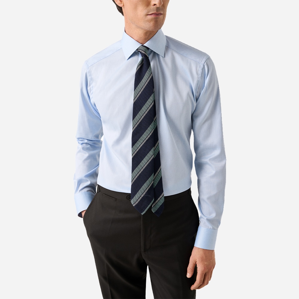 Slim Signature Twill Shirt Contrast - Ligth Blue-Geometric Effect
