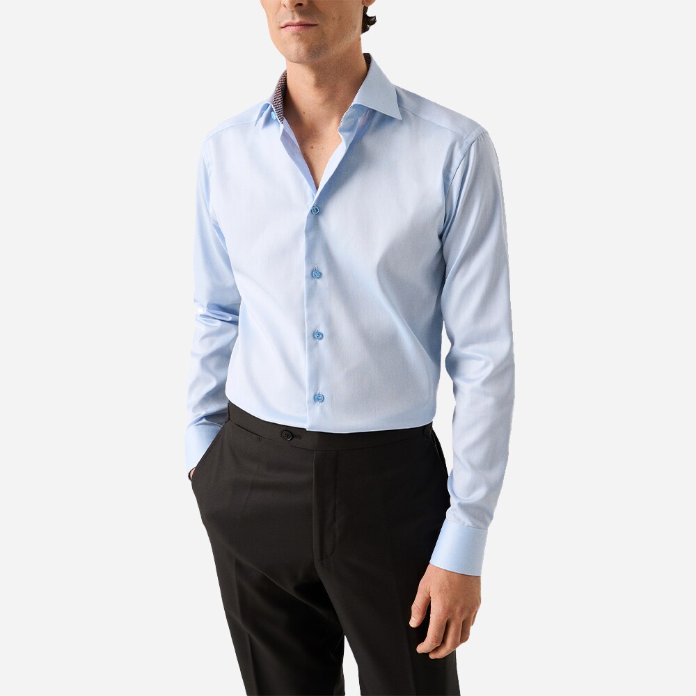 Slim Signature Twill Shirt Contrast - Ligth Blue-Geometric Effect