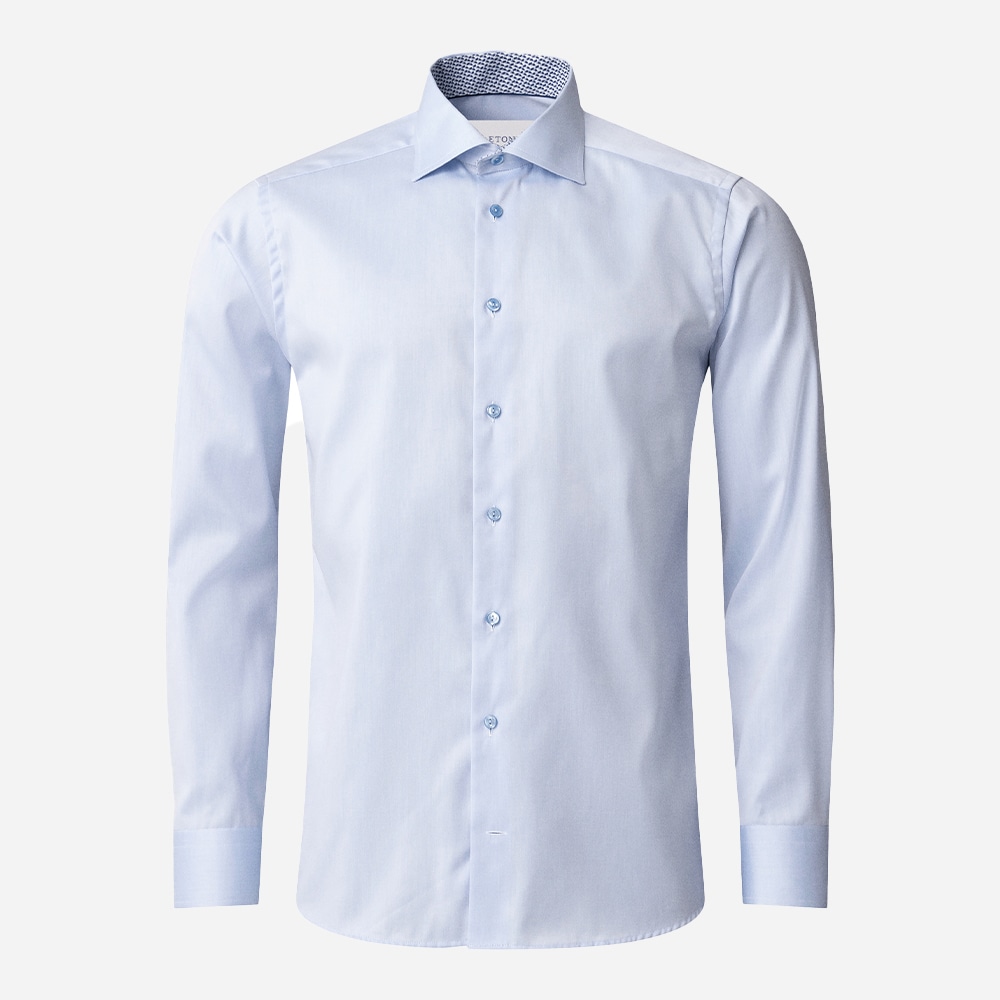 Slim Signature Twill Shirt Contrast - Ligth Blue-Geometric Effect