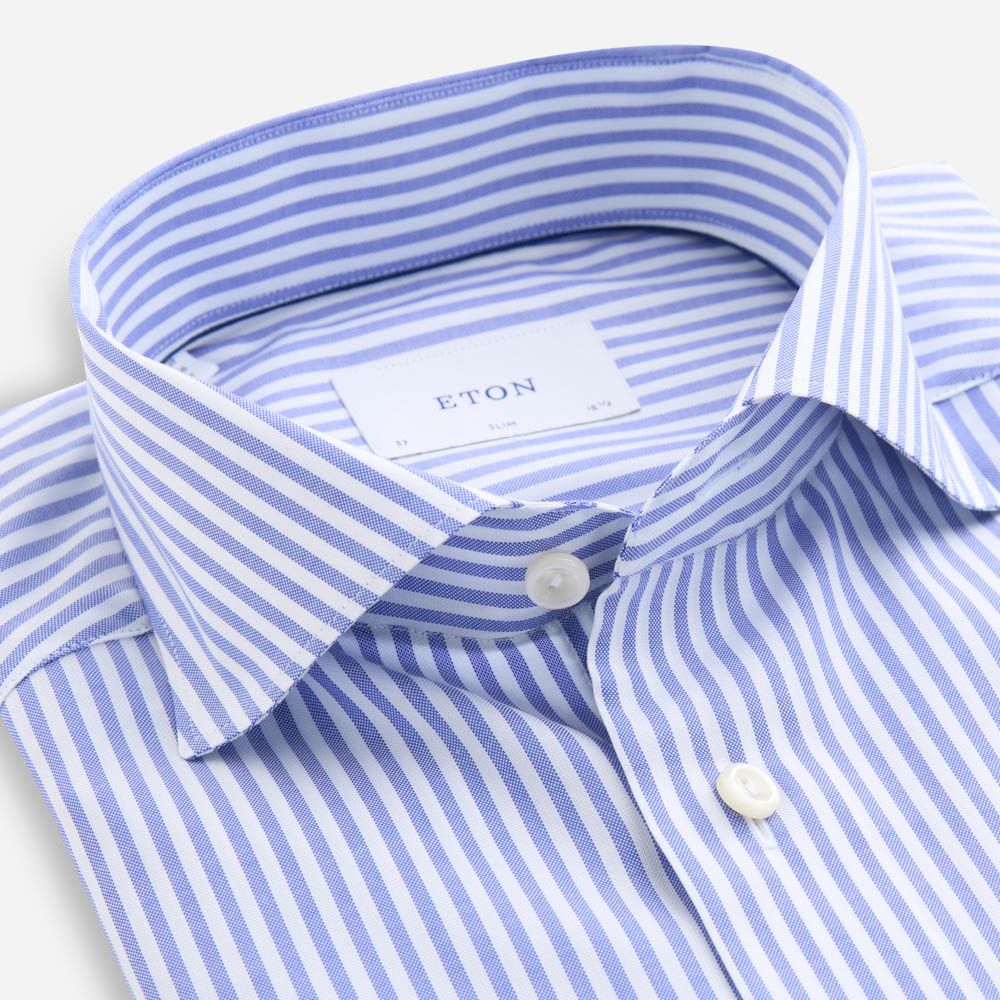 Contemporary Signature Oxford Shirt - Mid Blue Striped