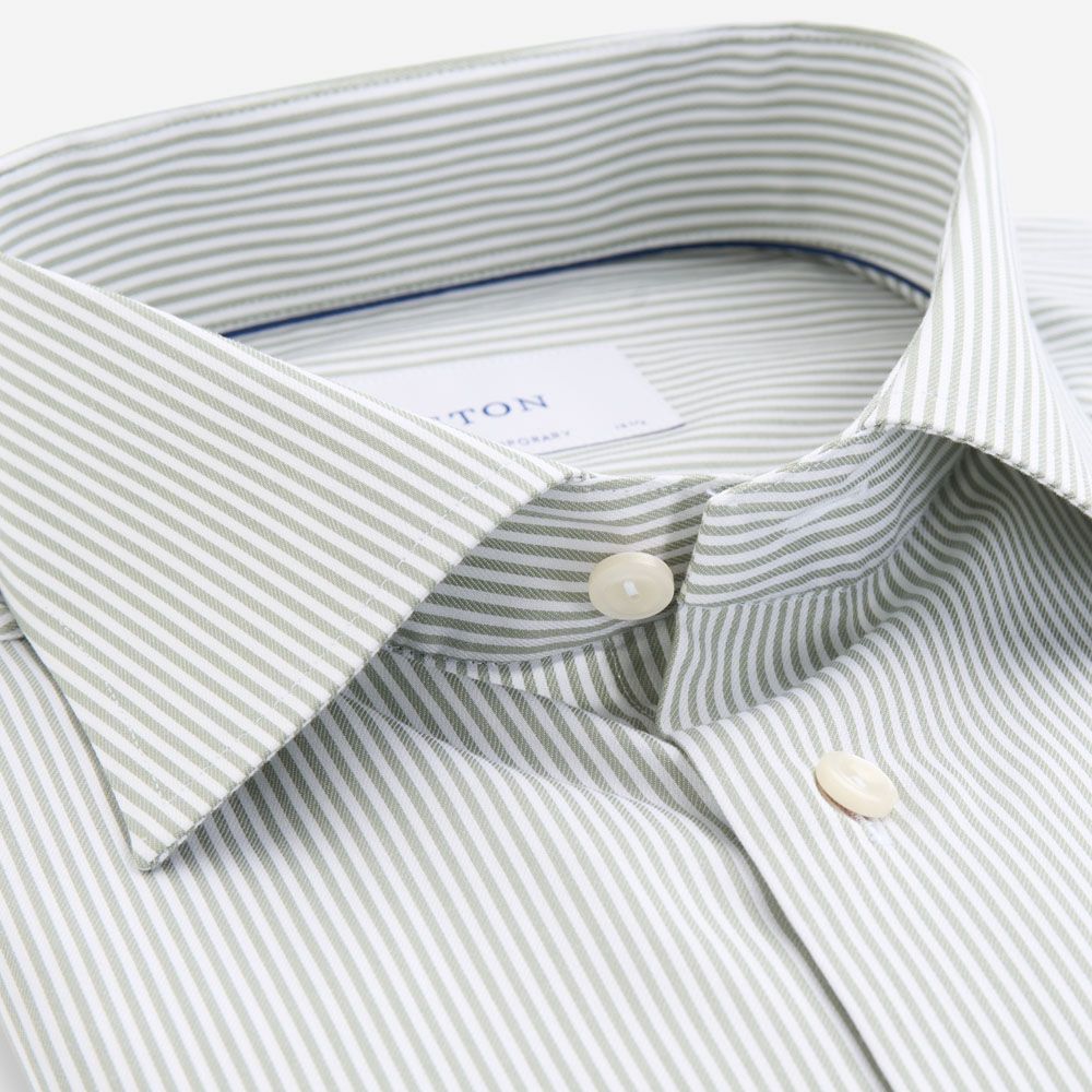 Slim Cotton-Tencel Shirt - Ligth Green Bengal Striped