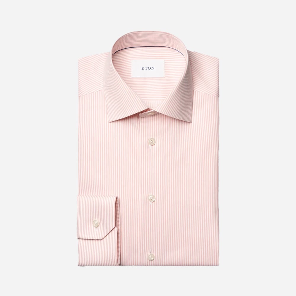 Slim Cotton-Tencel Shirt - Pink Bengal Striped