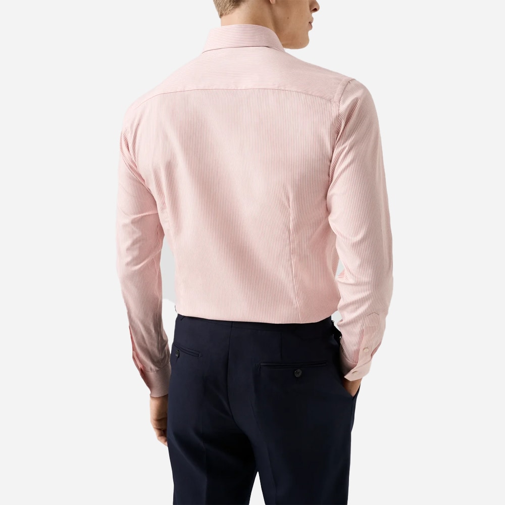 Slim Cotton-Tencel Shirt - Pink Bengal Striped