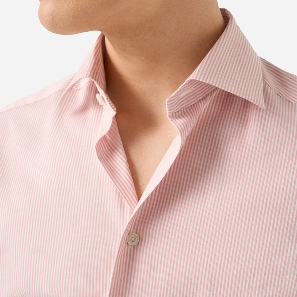 Slim Cotton-Tencel Shirt - Pink Bengal Striped