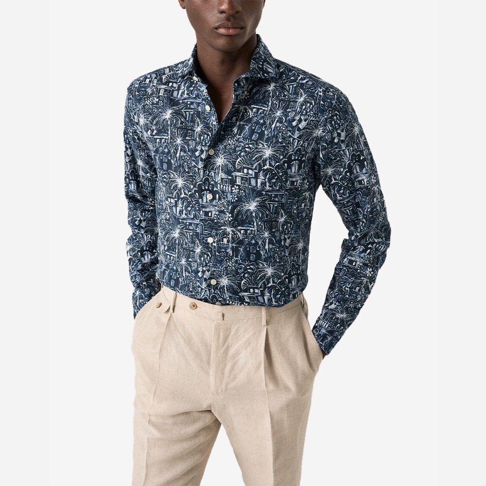 Slim Gaudi Garden Print Shirt - Dark Blue Multi