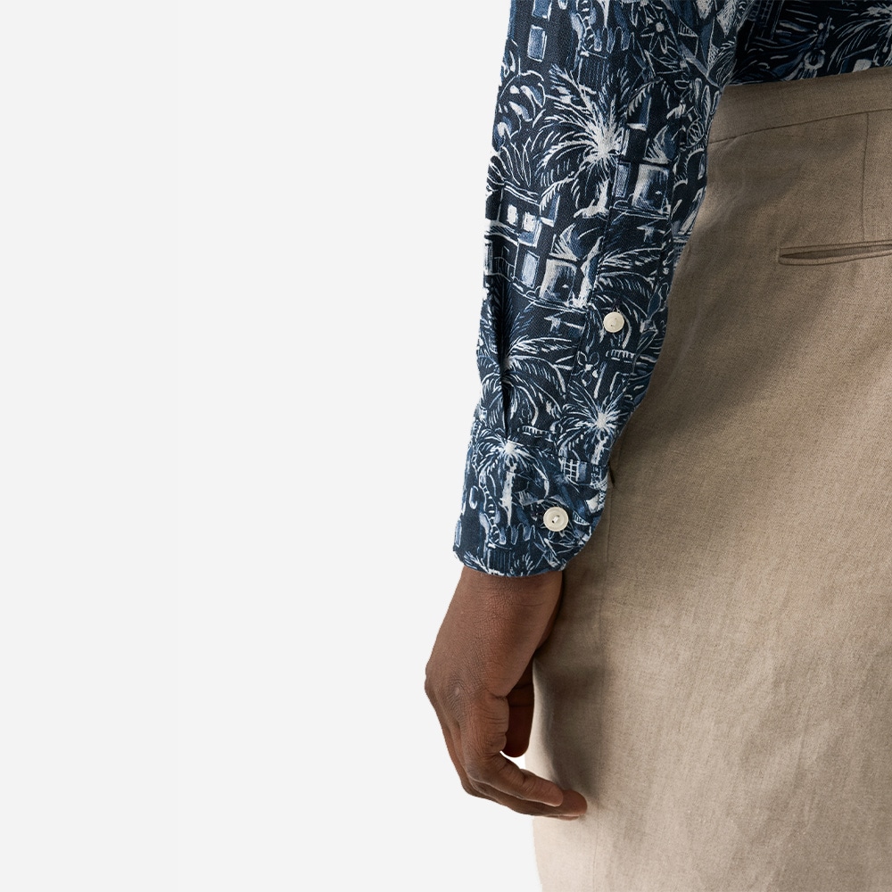 Slim Gaudi Garden Print Shirt - Dark Blue Multi