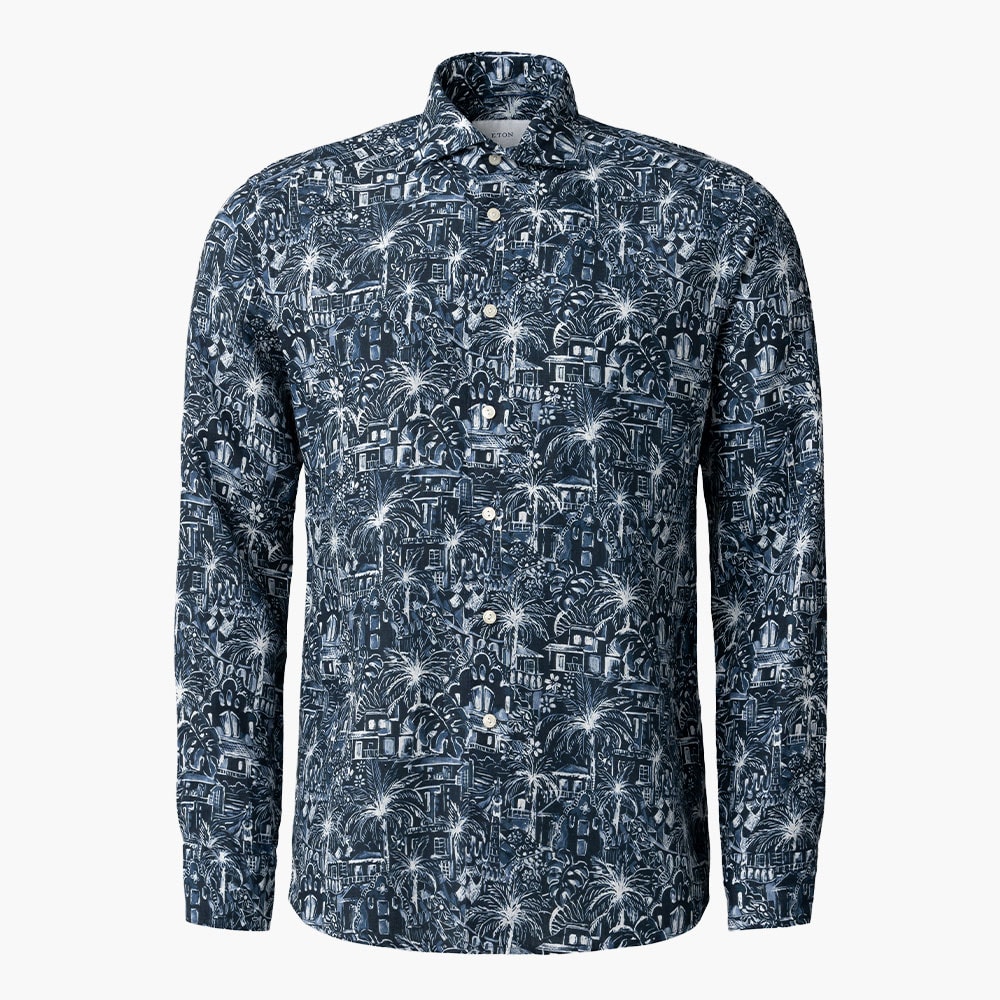 Slim Gaudi Garden Print Shirt - Dark Blue Multi