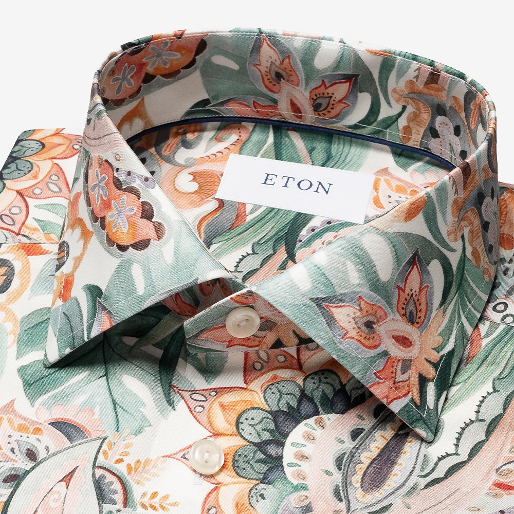 Slim Motif Twill Shirt - Multi Parrot