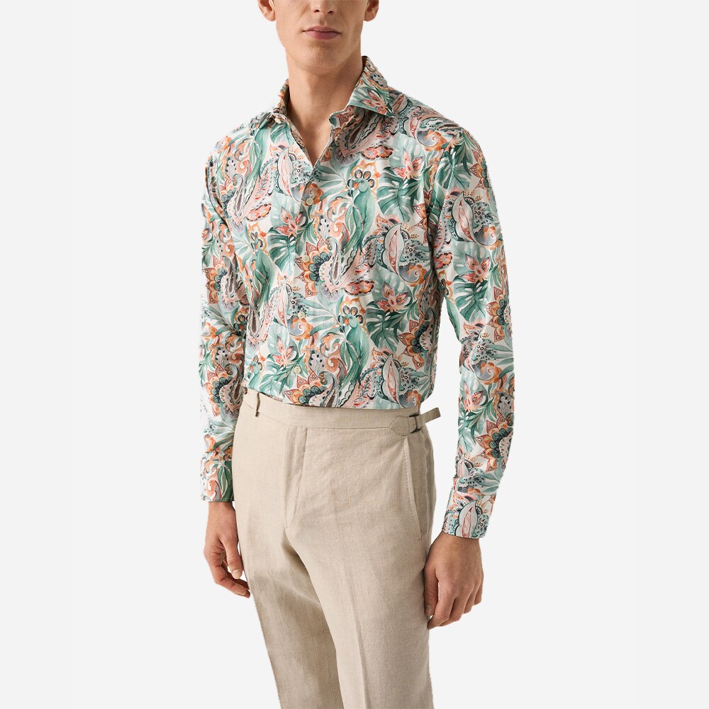 Slim Motif Twill Shirt - Multi Parrot