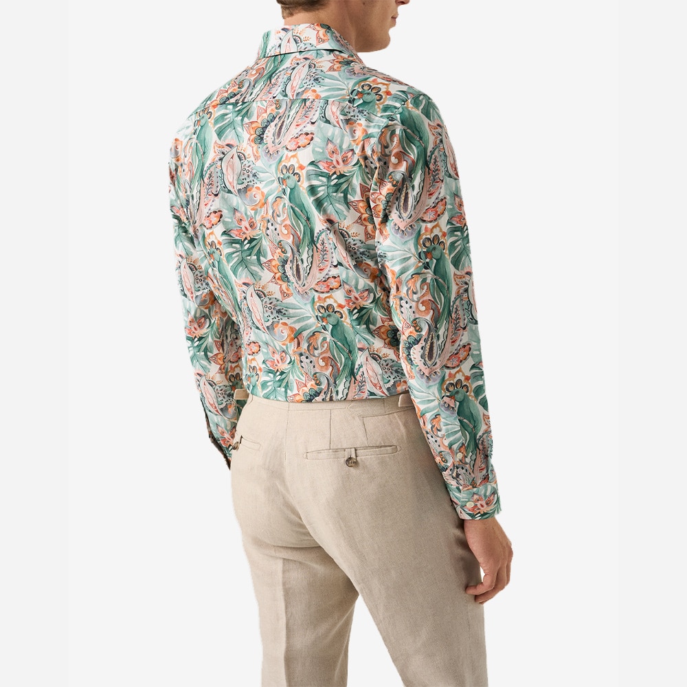 Slim Motif Twill Shirt - Multi Parrot
