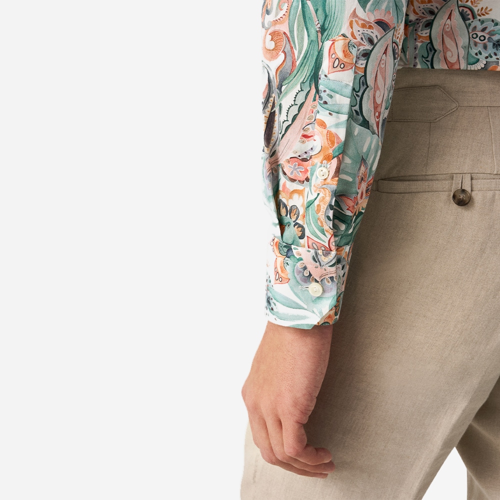 Slim Motif Twill Shirt - Multi Parrot
