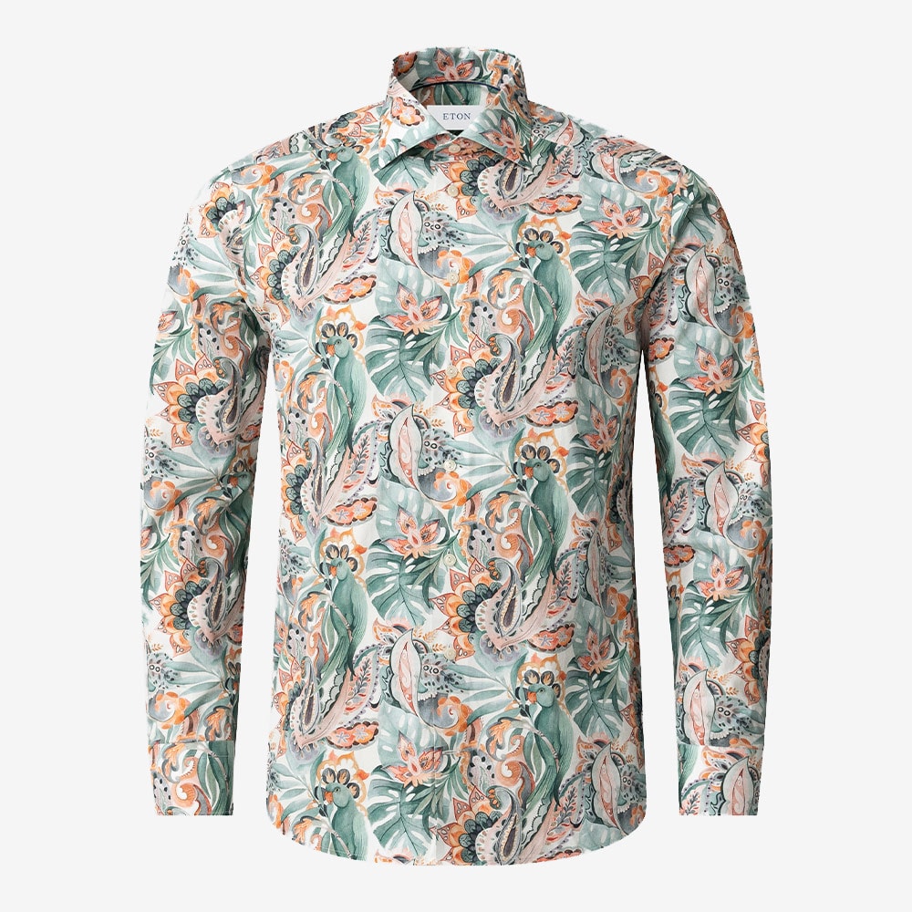 Slim Motif Twill Shirt - Multi Parrot