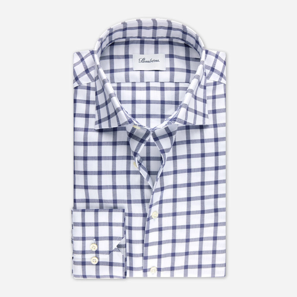 Fitted Body Oxford Shirt - Navy Big Check
