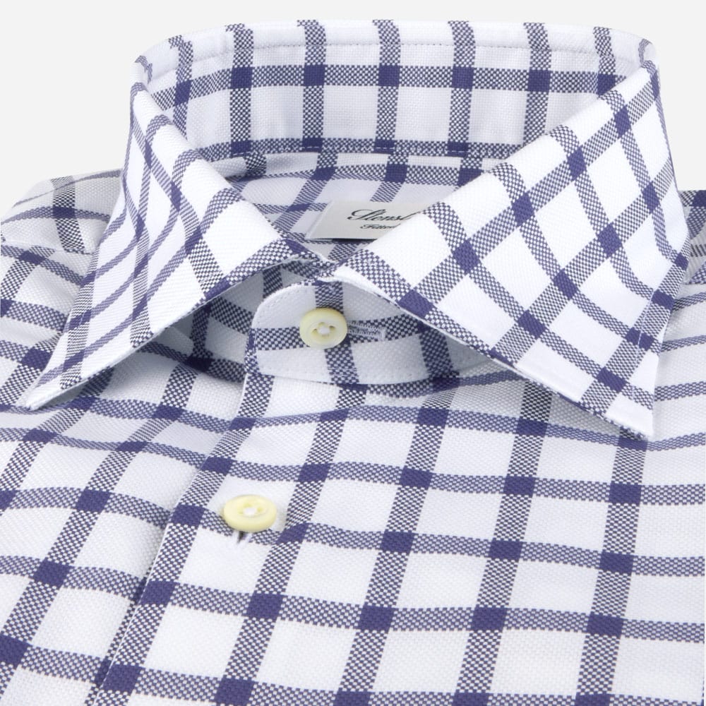 Fitted Body Oxford Shirt - Navy Big Check
