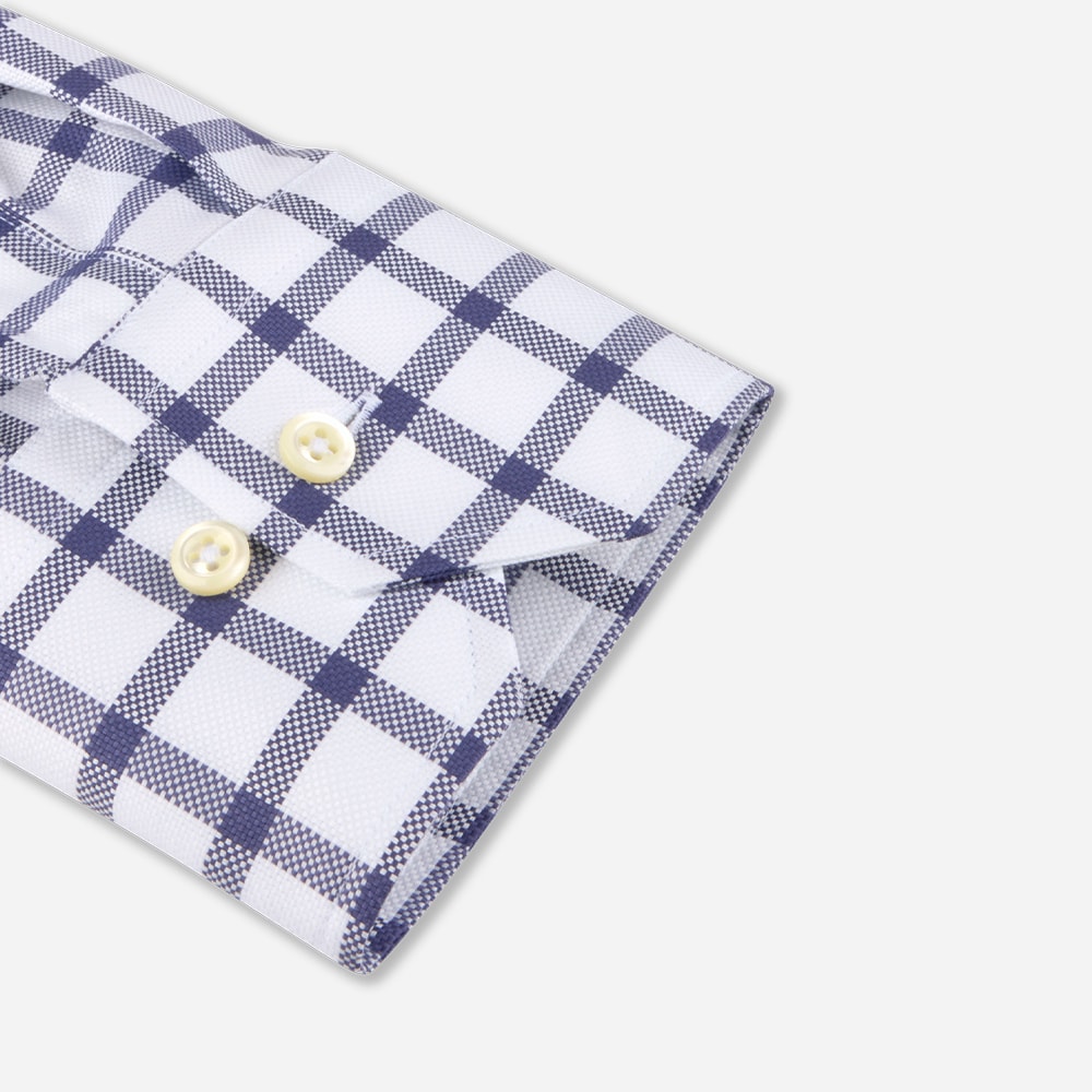 Fitted Body Oxford Shirt - Navy Big Check