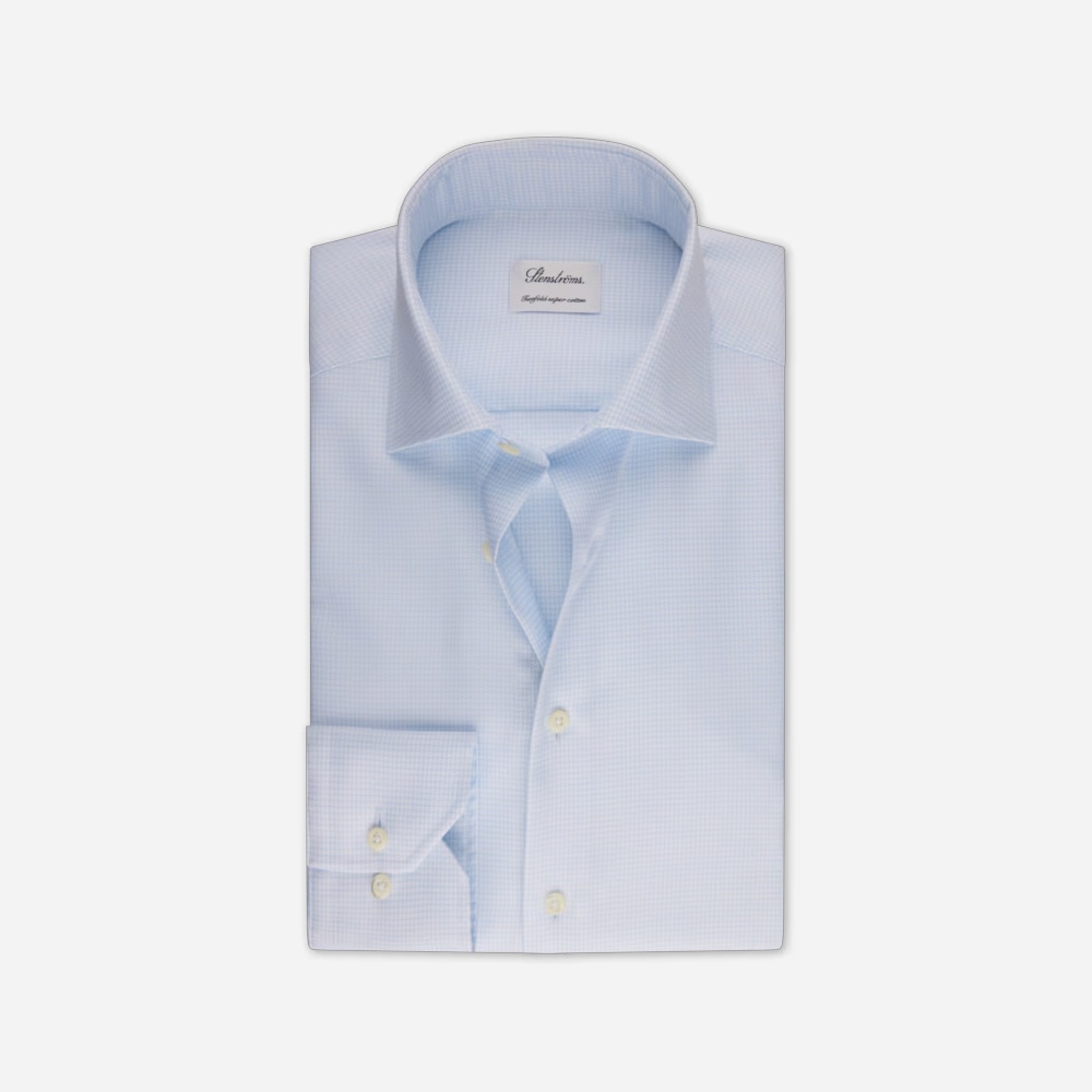 Fitted Body Shirt - Light Blue Check