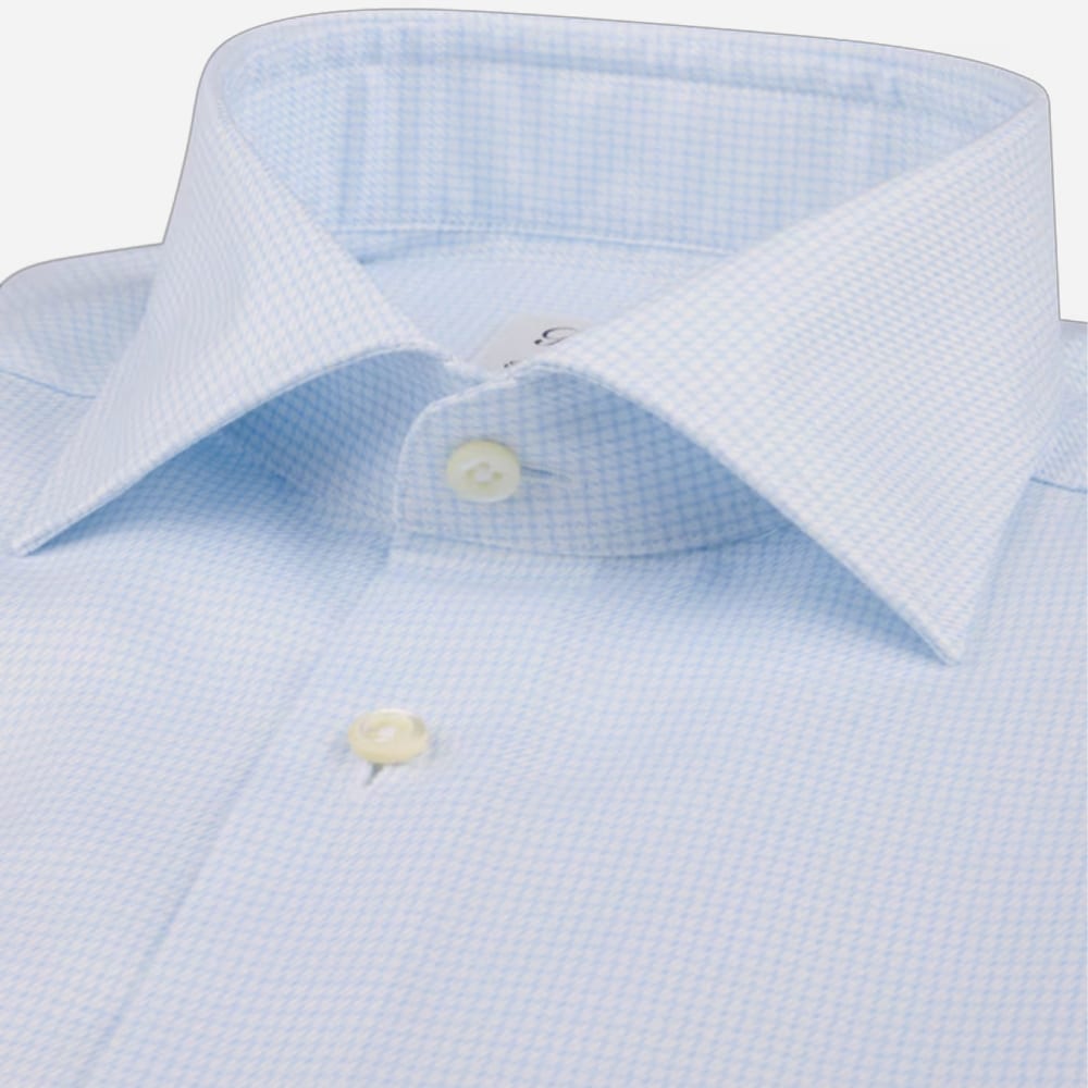 Fitted Body Shirt - Light Blue Check