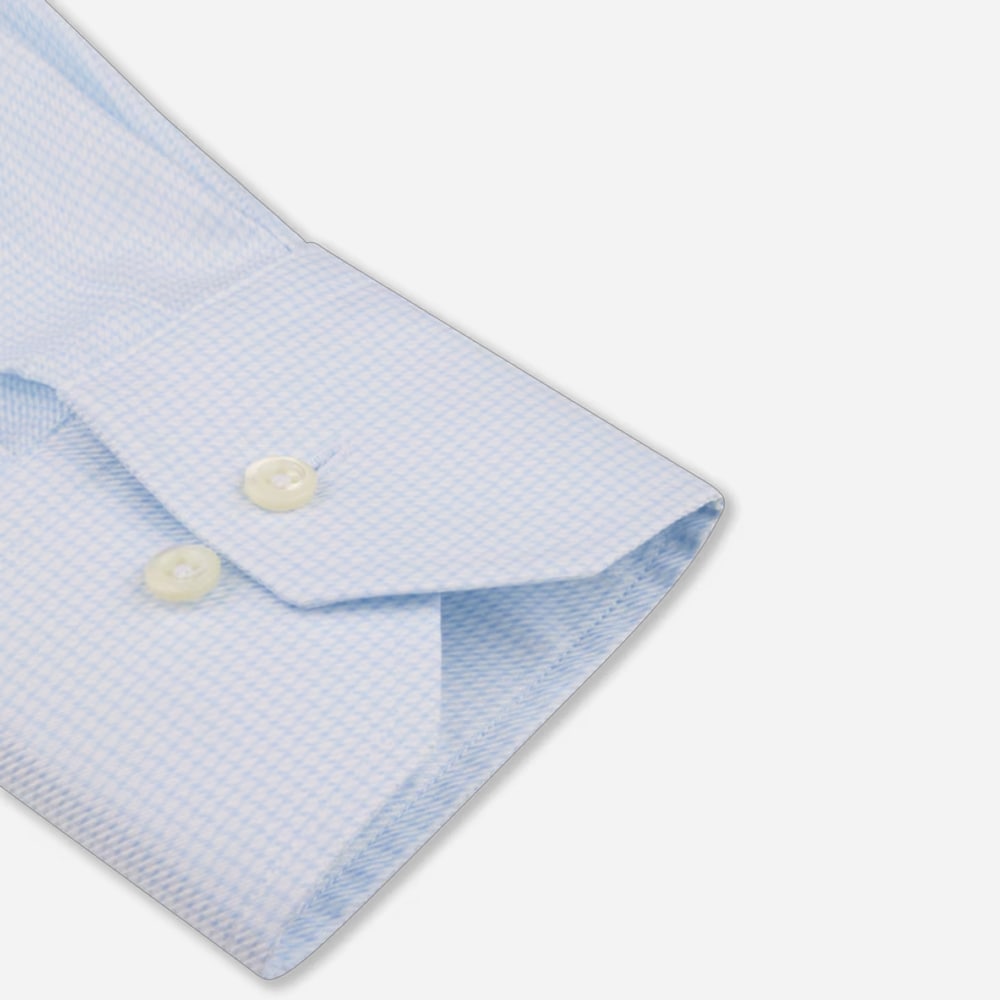 Fitted Body Shirt - Light Blue Check