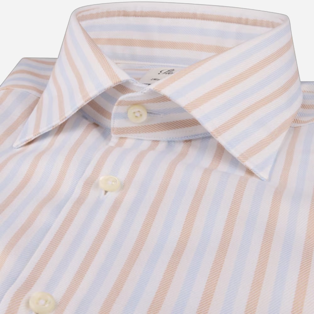 Fitted Body Shirt - Light Brown Stripes