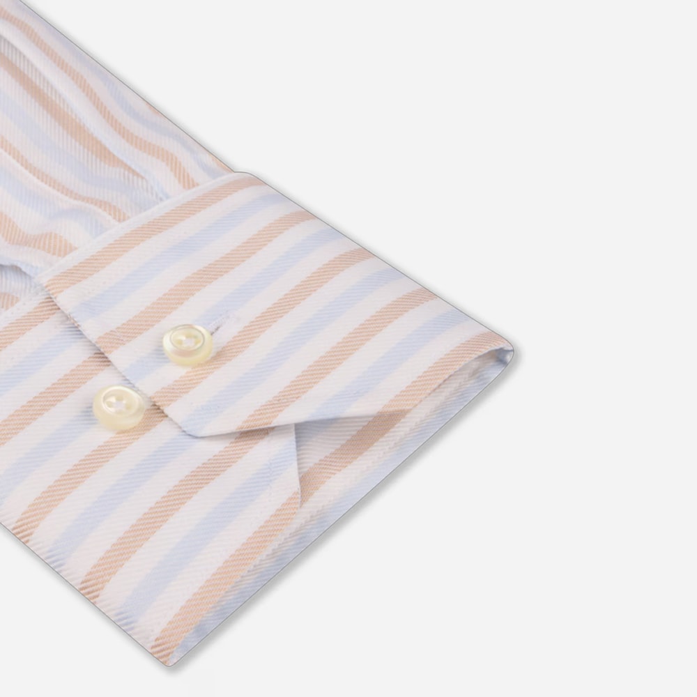 Fitted Body Shirt - Light Brown Stripes