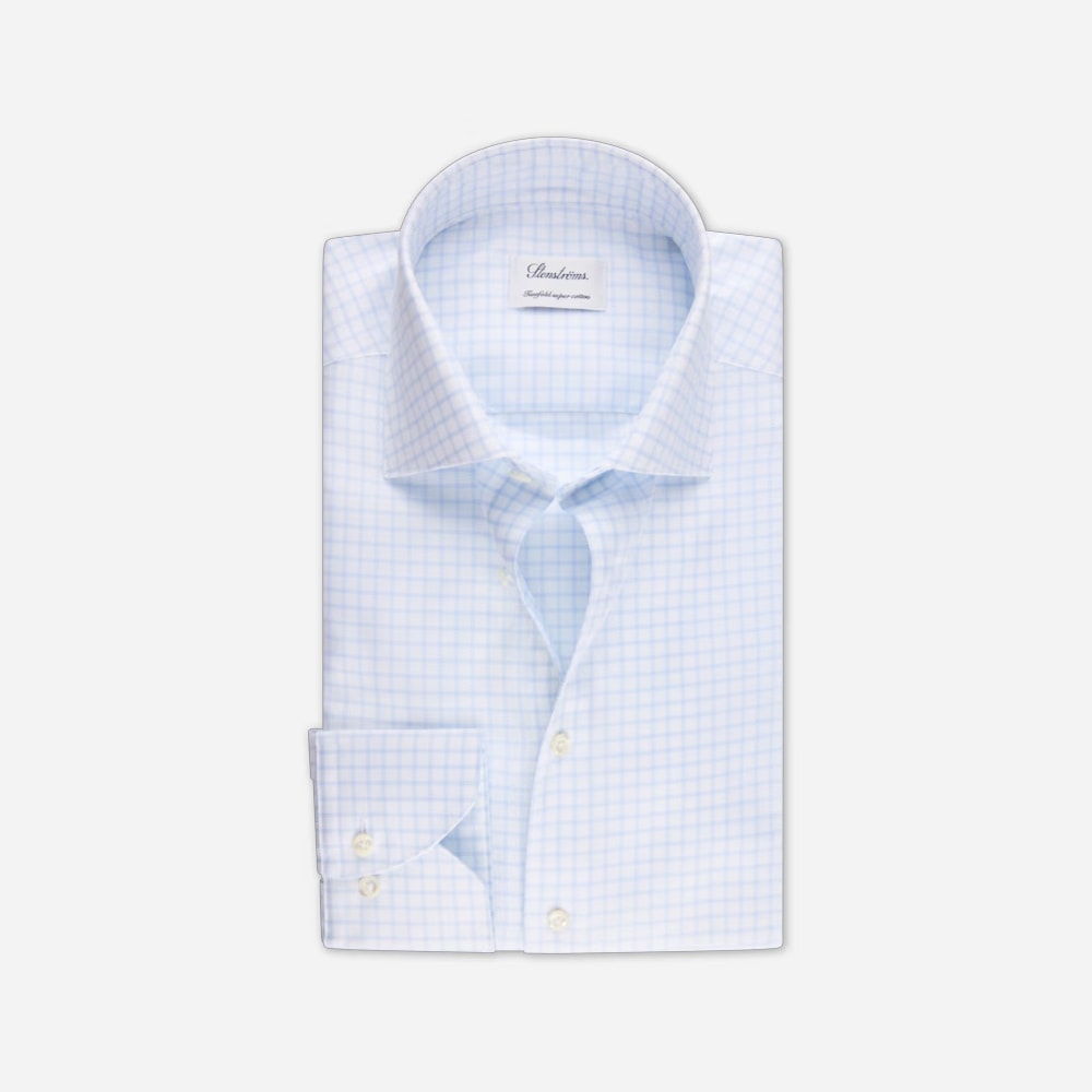 Slimline Shirt - White-Blue Check