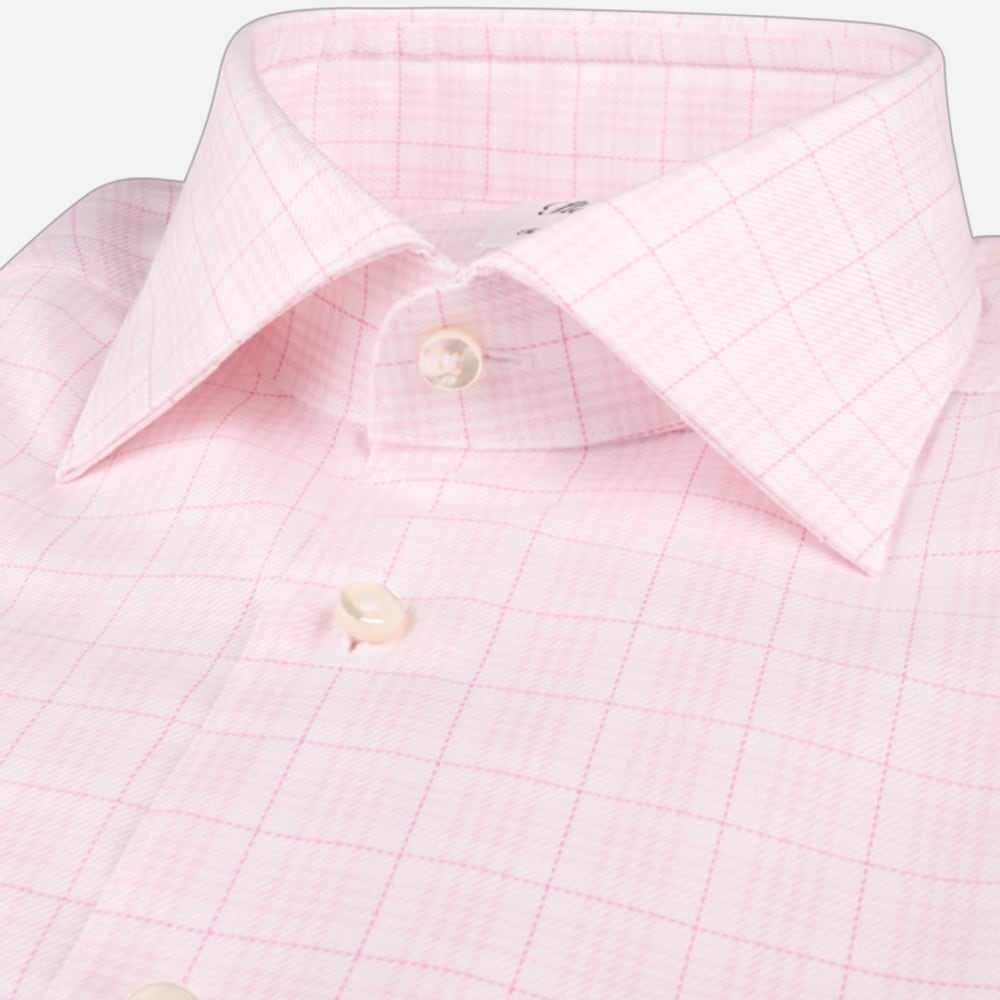 Fitted Body Shirt - Light Pink Check