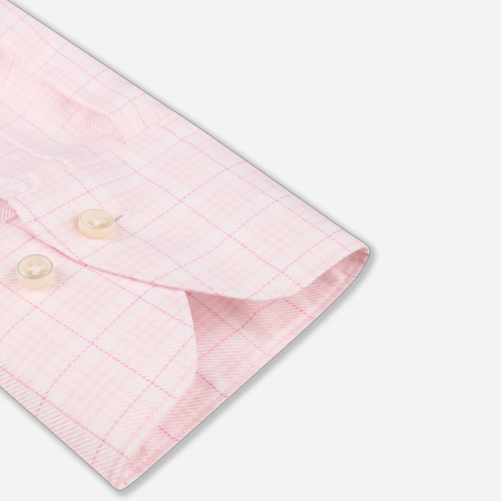 Fitted Body Shirt - Light Pink Check