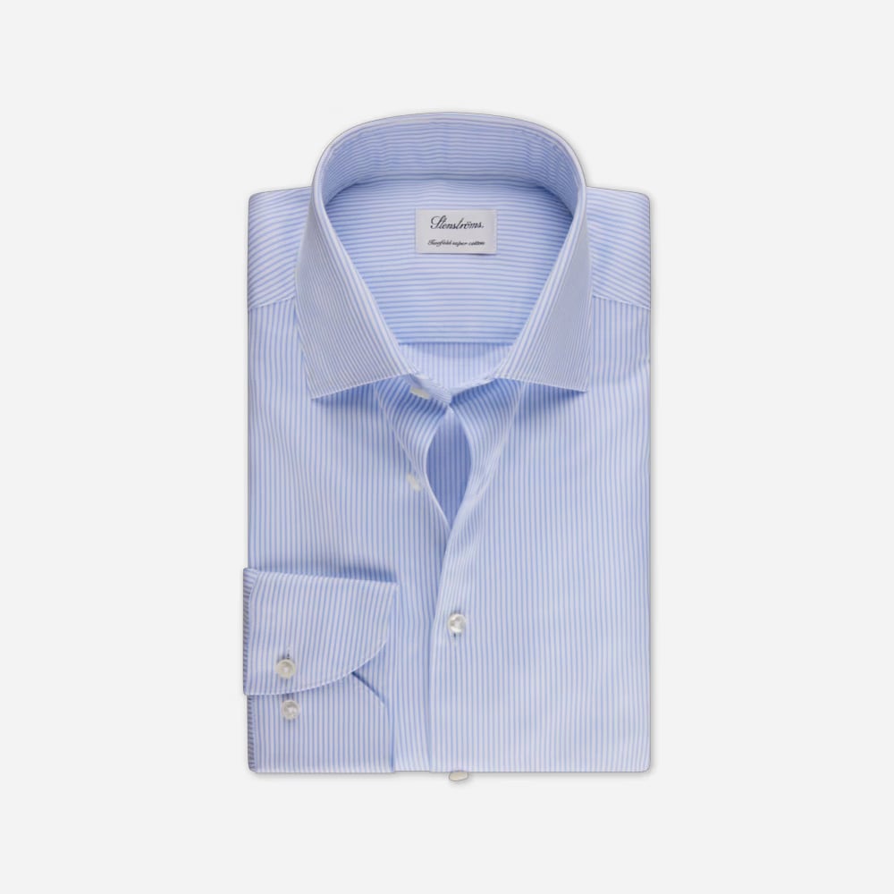 Fitted Body Shirt - Blue-White Stripes
