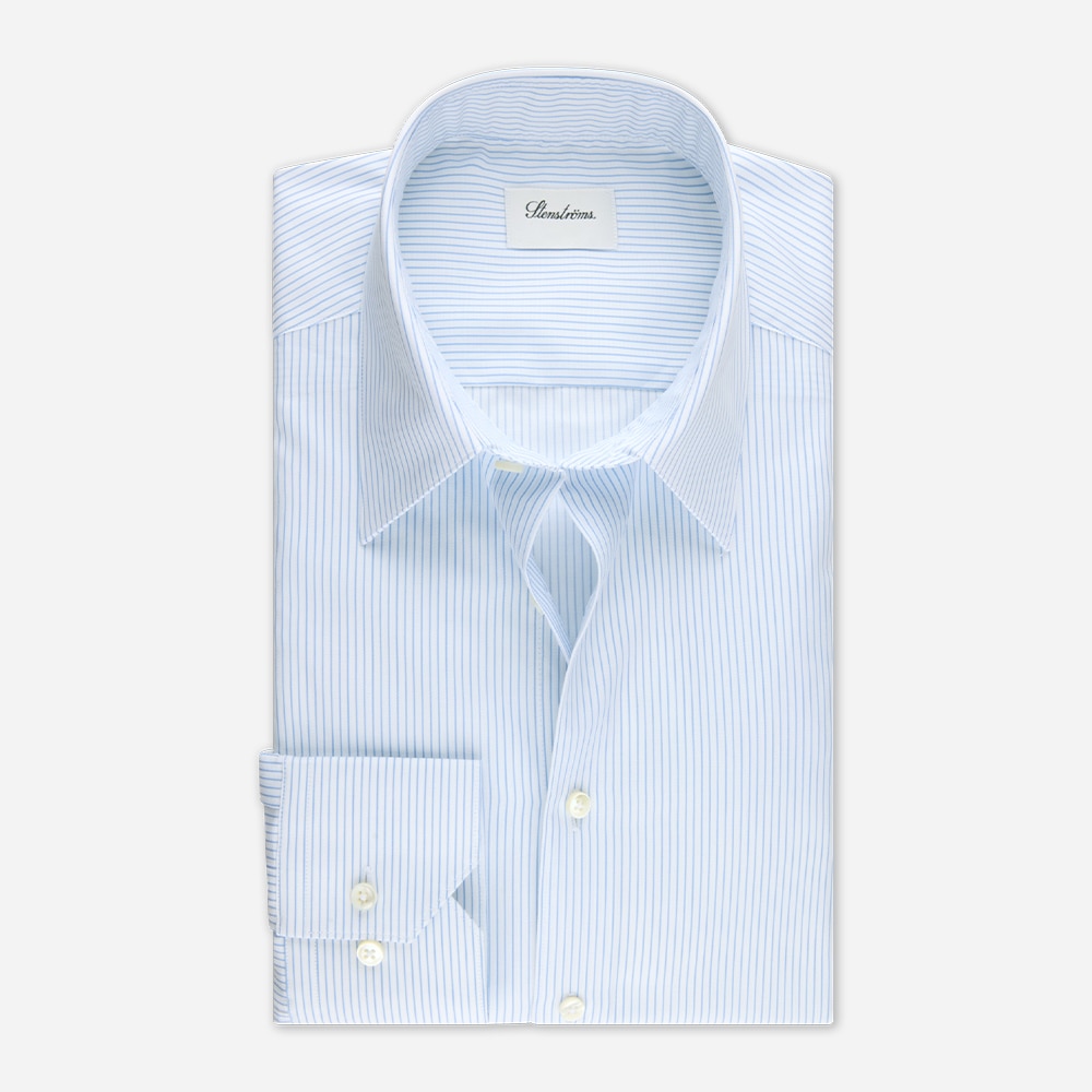 Slimline Twill Shirt - White-Blue Stripes
