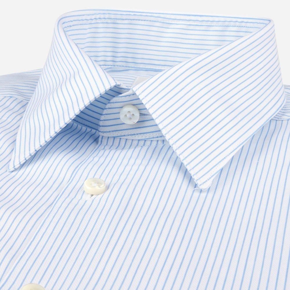 Slimline Twill Shirt - White-Blue Stripes