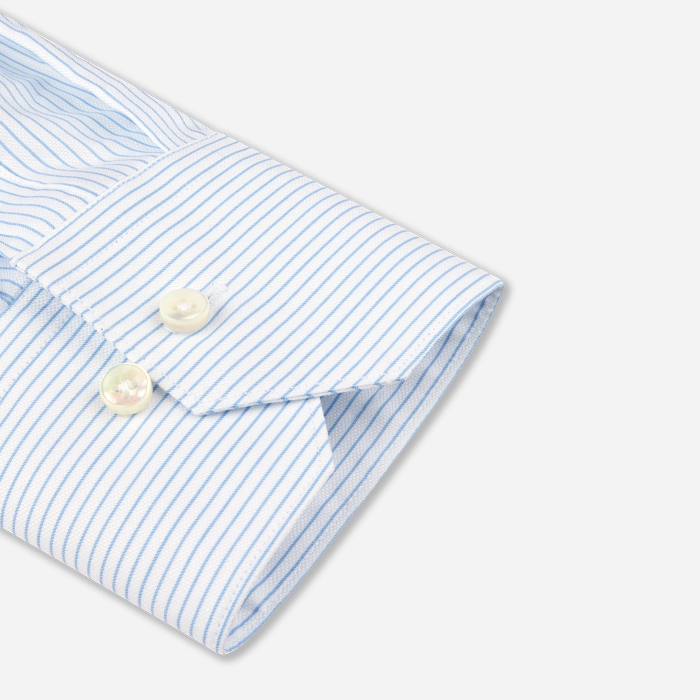 Slimline Twill Shirt - White-Blue Stripes