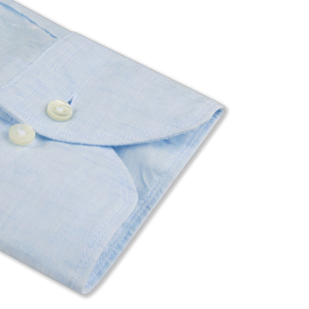 Fitted Body Linen Shirt - Light Blue