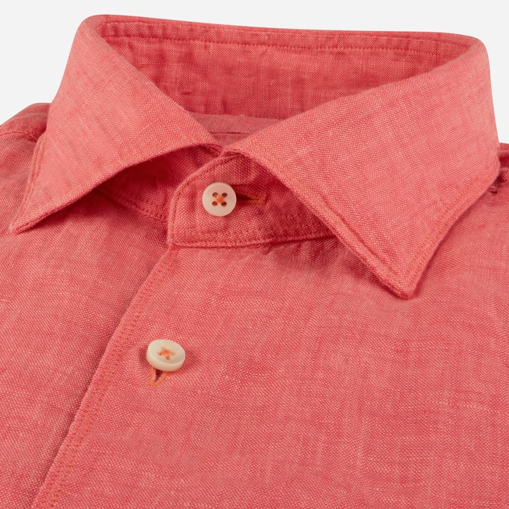 Fitted Body Linen Shirt - Light Red