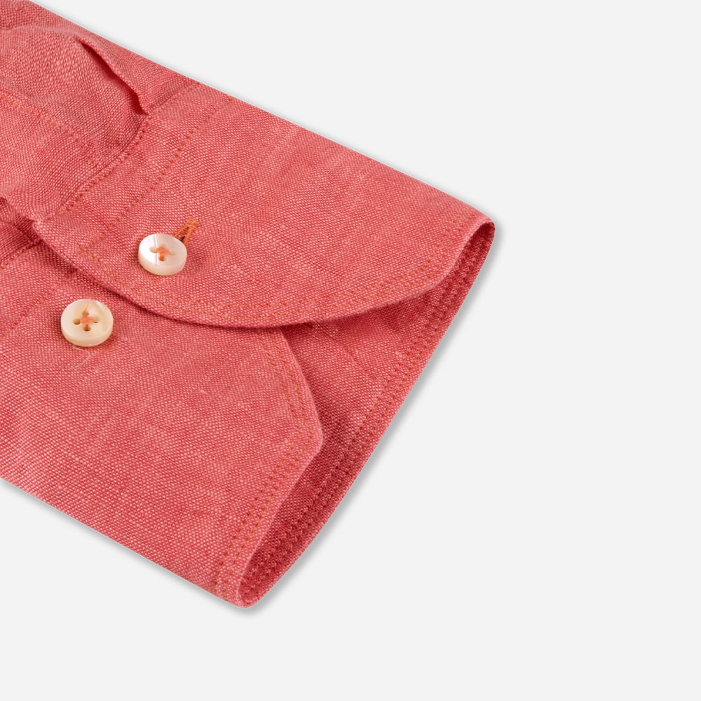Fitted Body Linen Shirt - Light Red