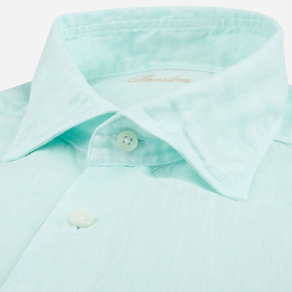 Slimline Linen Shirt - Light Aqua