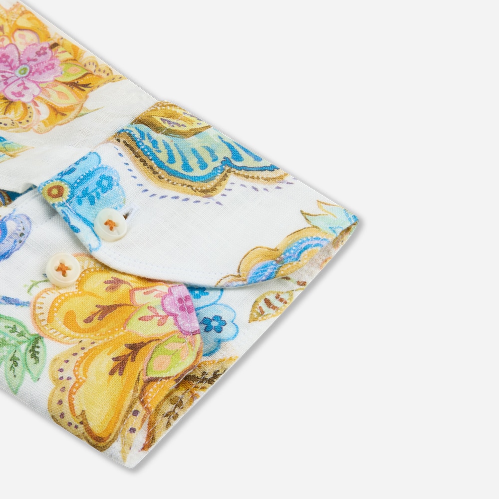 Fitted Body Linen Shirt - Flower Power
