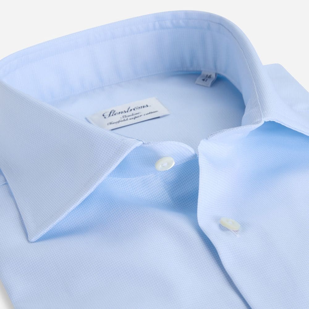 Fitted Body Shirt - Light Blue Check