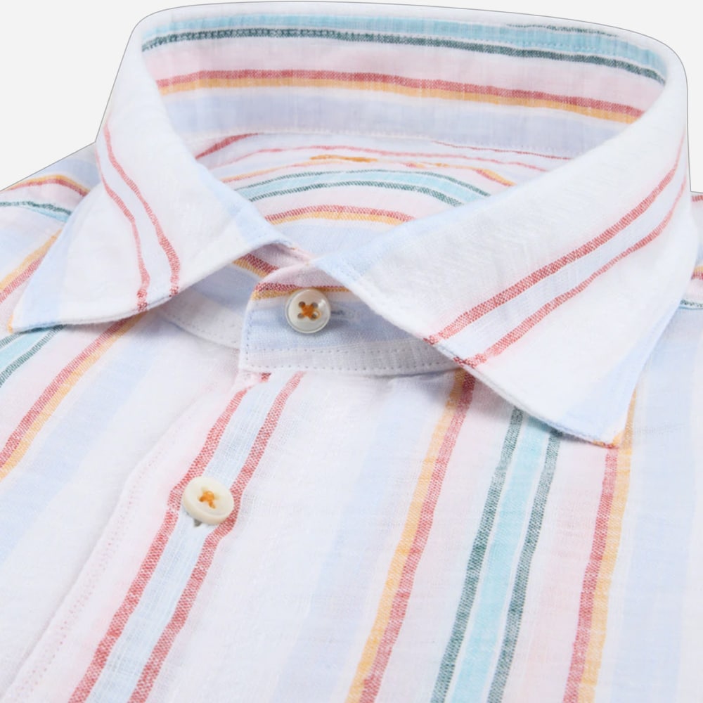Fitted Body Linen Shirt - Multi Stripes