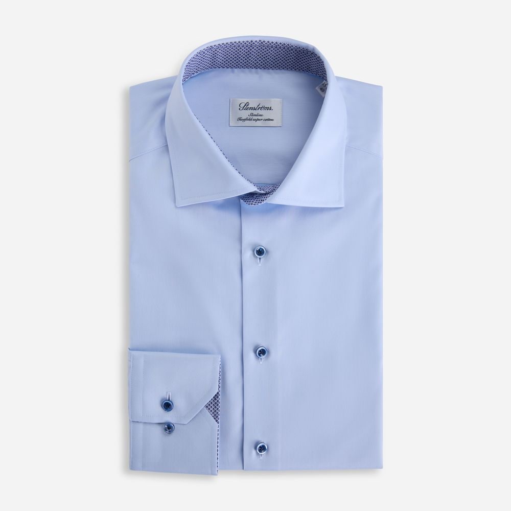 Fitted Body Contrast Shirt - Light Blue