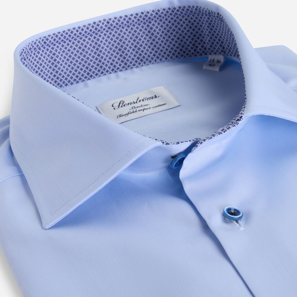 Fitted Body Contrast Shirt - Light Blue