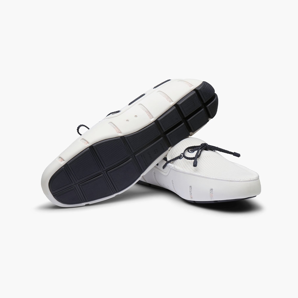 Braided Lace Loafer - White-Navy