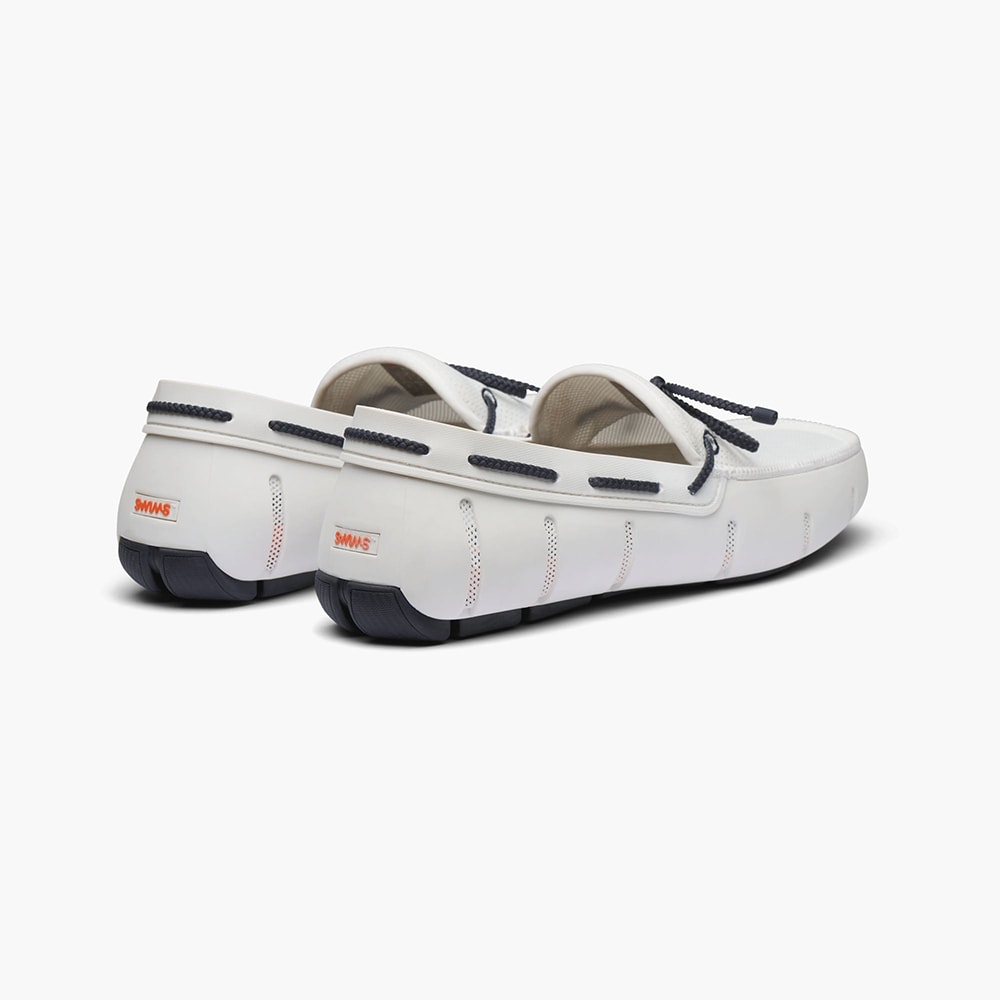Braided Lace Loafer - White-Navy