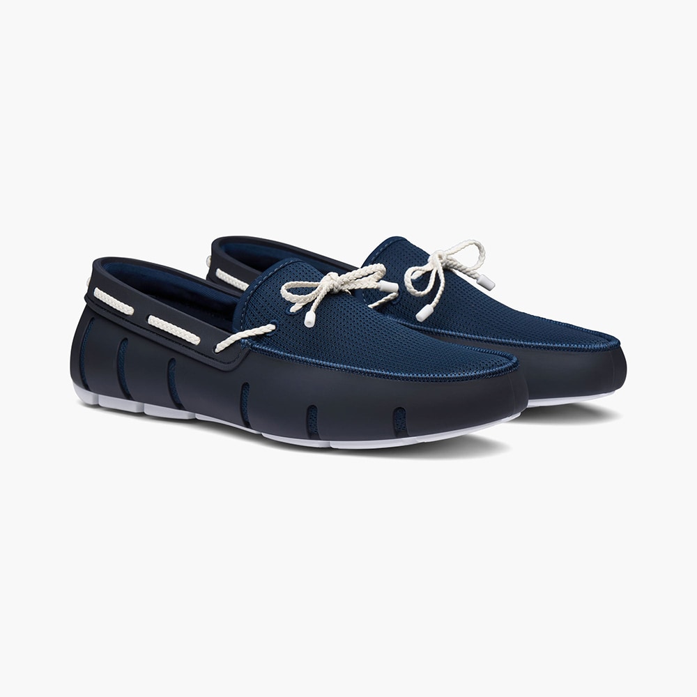 Braided Lace Loafer - Navy-White