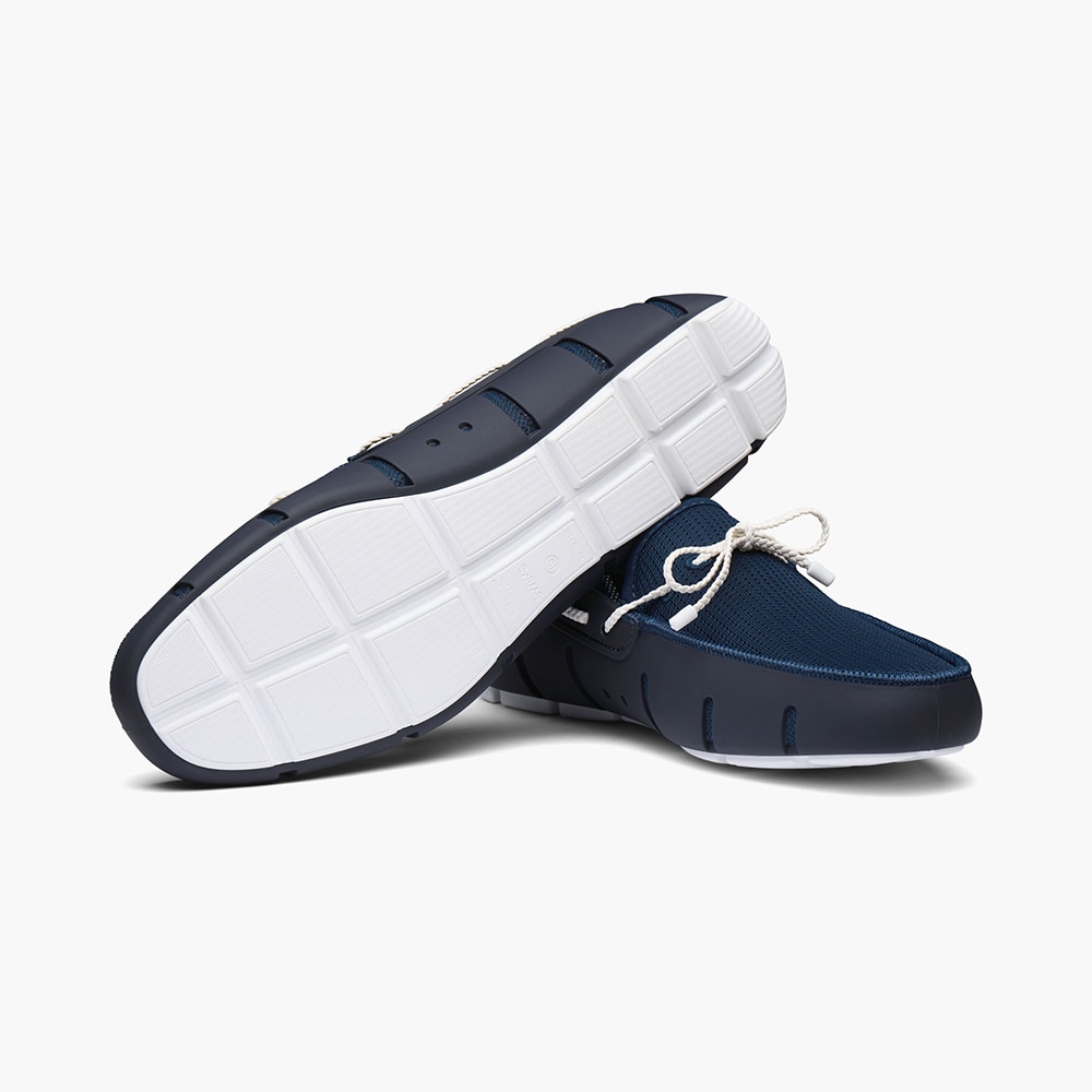 Braided Lace Loafer - Navy-White