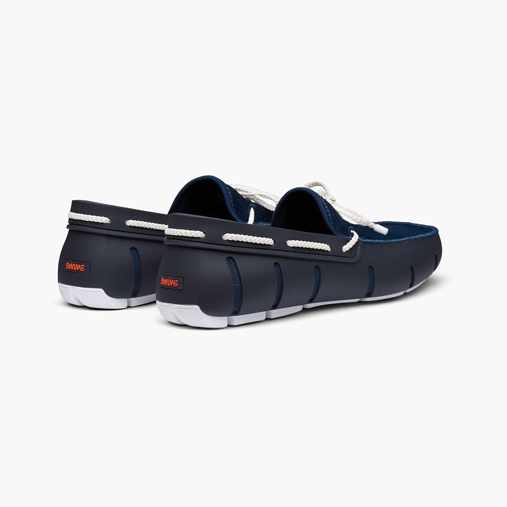 Braided Lace Loafer - Navy-White