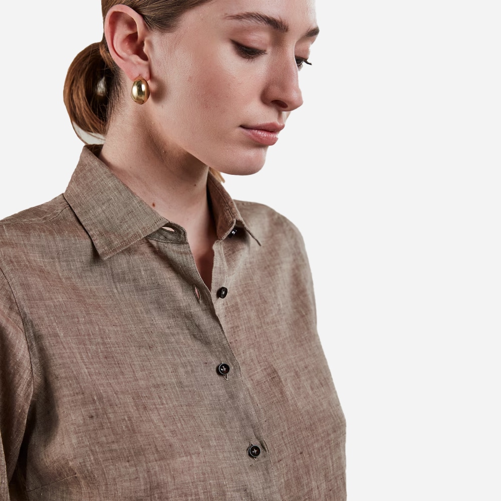 Sofie Linen Shirt - Light Brown