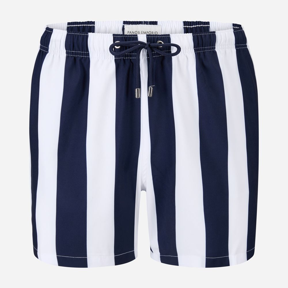 Classic Retro Stripes Swimshorts - Navy-White